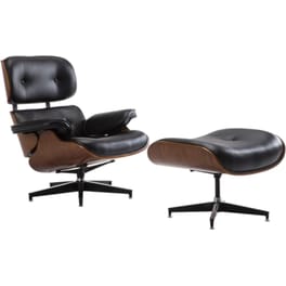 Πολυθρόνα Relax με Σκαμπό 24Mall c530916 Σαλονιού και Καθιστικού PU - Μαύρη