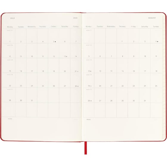 Ημερολόγιο Εβδομαδιαίο Moleskine 2024 12M L Scar. Red Σκληρό image 3