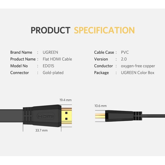 Καλώδιο Ugreen HDMI 2.0 HDMI Male σε HDMI Male - 2.0m image 10