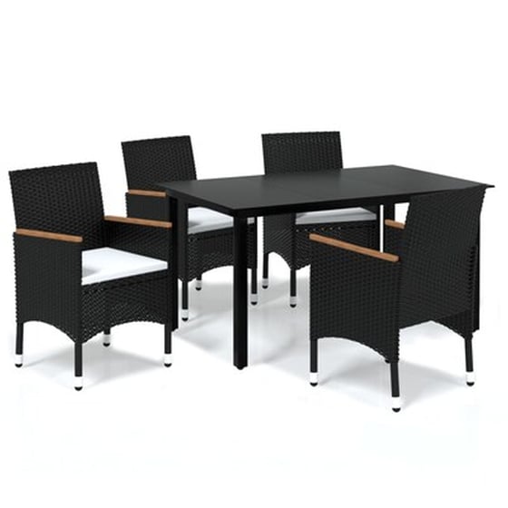 Vidaxl Σετ Τραπεζαρίας Κήπου 5 Τεμ. Μαύρο Από Συνθ. Ρατάν Με Μαξιλάρια image 2