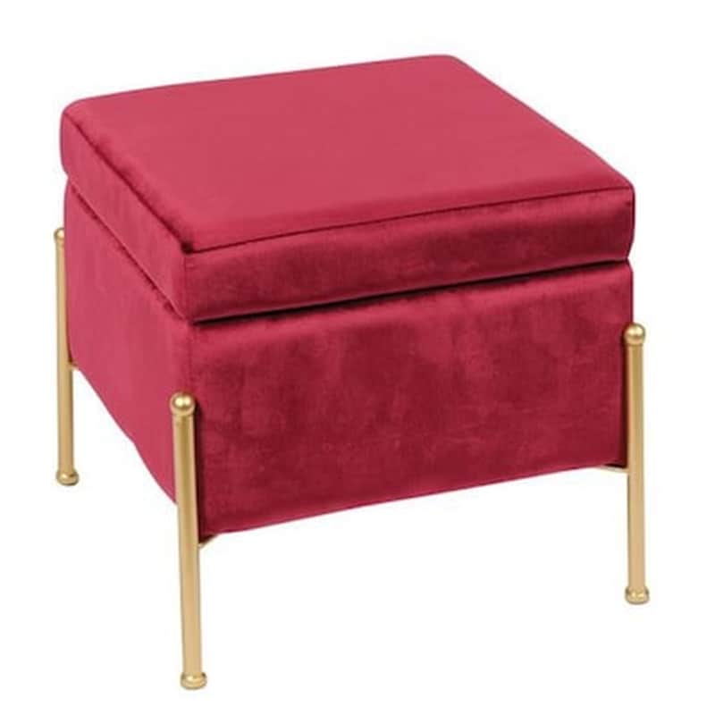 WOODWELL Σκαμπό Σαλονιού Wοοdwell Από Ύφασμα Velure - Κόκκινο