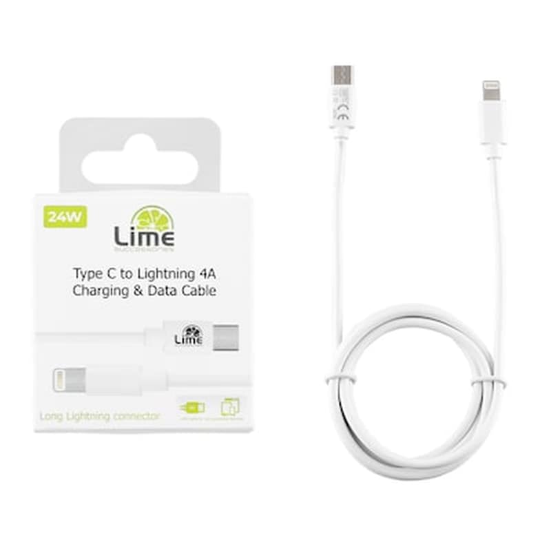 LIME Καλώδιο δεδομένων Lime Lcl01 Usb-C to Lightning 4A 1m - White