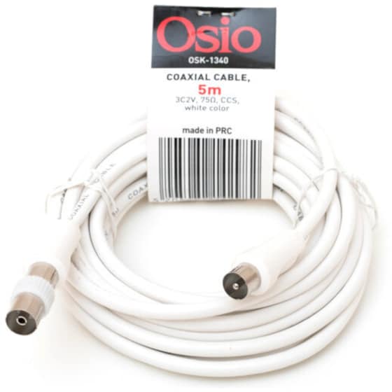 Καλώδιο Osio Coax Male σε Coax Female - 5m image 1