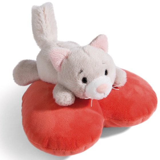 Λούτρινο NICI Soft Toy Cat lying on heart Fluffy (13cm) image 1