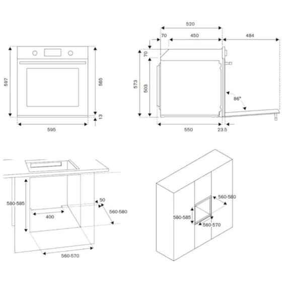 BERTAZZONI F605HERGKNE(GN) 57 Lt Inox Εντοιχιζόμενος Φούρνος Άνω Πάγκου Φυσικού Αερίου image 1