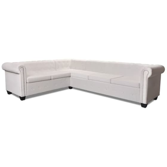 Γωνιακός Εξαθέσιος Καναπές VidaXL Chesterfield 260x205cm - Λευκό image 3