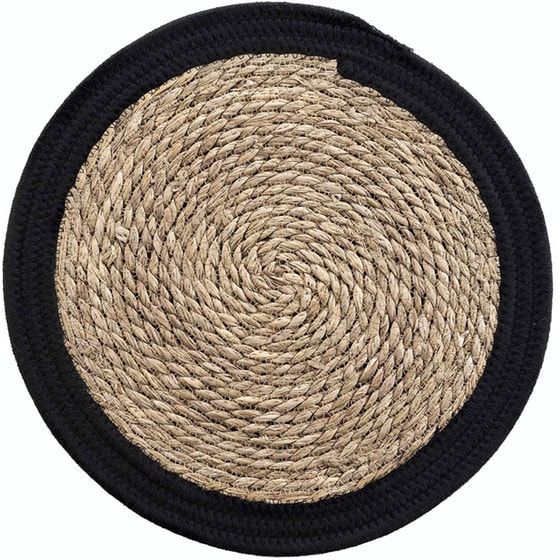 Σουπλά Spitishop Ψάθινο 38 cm - Μπεζ/Μαύρο image 0