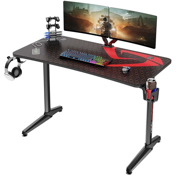 Γραφείο Gaming  Eureka Ergonomic από Carbon Fiber 120x60cm - Μαύρο/Κόκκινο image 12