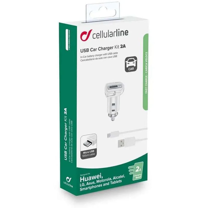 CELLULAR LINE Φορτιστής Αυτοκινήτου Cellular Line για Huawei C/2A CBRUSBMUSB2AW 10W - White