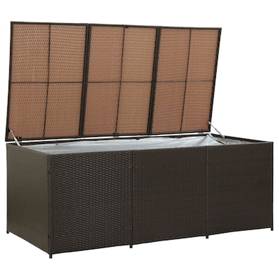 Vidaxl Κουτί Αποθήκευσης Κήπου Καφέ 180x90x75 Εκ. Από Συνθετικό Ρατάν image 3