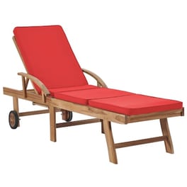 Ξαπλώστρα VidaXL με Μαξιλάρι από Μασίφ Ξύλο Teak  195x59.5 cm - Κόκκινο