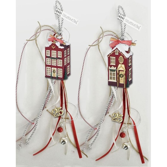 Κρεμαστό Χριστουγεννιάτικο Γούρι Ακρυλικό - Vintage Κόκκινο Σπιτάκι image 0