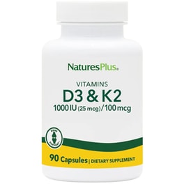 Nature's Plus Vit D3/ Vit K2 1000IU/100mcg - 90 κάψουλες