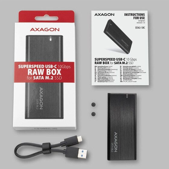 AXAGON EEM2-SBC USB-C 3.2 Gen 2 Θήκη για M.2 SATA SSD 30-80mm Αλουμινίου image 6