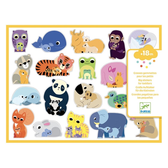 Djeco 100 Μεγάλα Αυτοκόλλητα Ζωάκια Μαμά Με Παιδί image 0