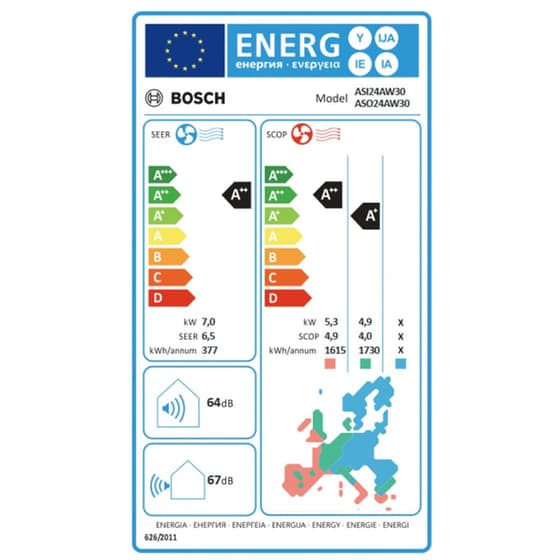 BOSCH Series 6 ASI24AW30/ASO24AW30 Κλιματιστικό Inverter 24.000 BTU A++/A++ με WiFi image 3