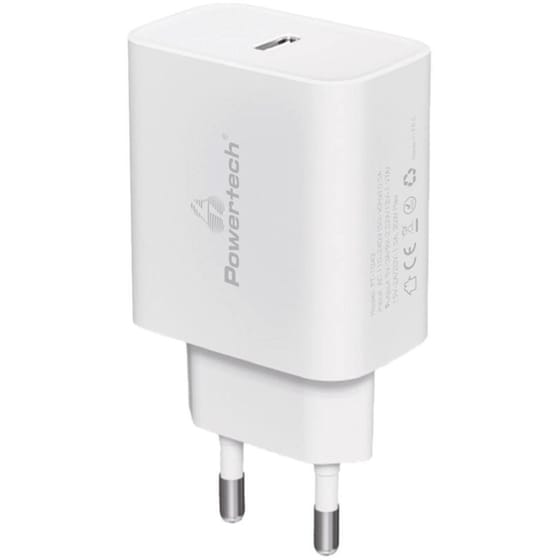 Φορτιστής Πρίζας Powertech PT‑1043 USB‑A, USB‑C 30 W - Λευκό image 0