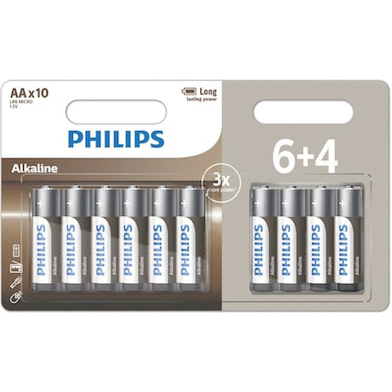 Philips Αλκαλικές Μπαταρίες Lr6a10bp AA 1.5V 10τμχ