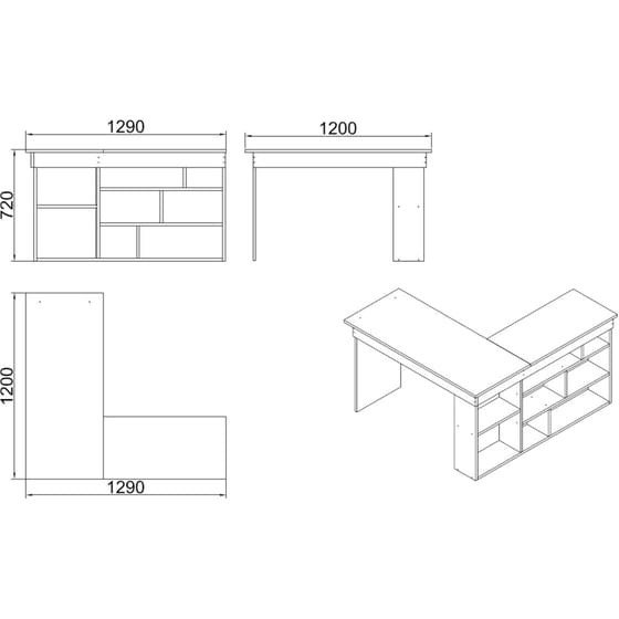 Γραφείο 24Mall Scrivere από Μοριοσανίδα 129x120x72 cm - Καφέ/Ανθρακί image 3