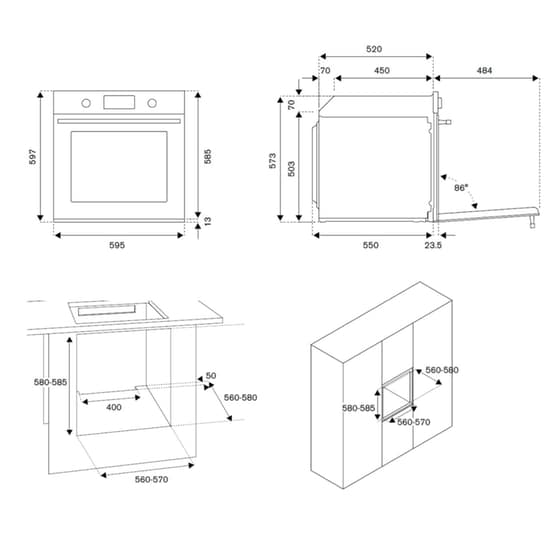 BERTAZZONI F605MODEKX Εντοιχιζόμενος Φούρνος  Άνω Πάγκου 76 Lt Inox image 3