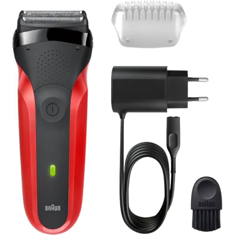 BRAUN Ξυριστική Μηχανή BRAUN SERIES 3 300s Προσώπου Επαναφορτιζόμενη Κόκκινο