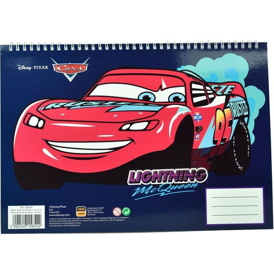 Μπλοκ Ζωγραφικής Gim 23x33 με Αυτοκόλλητα Cars 40 Φύλλων image 0