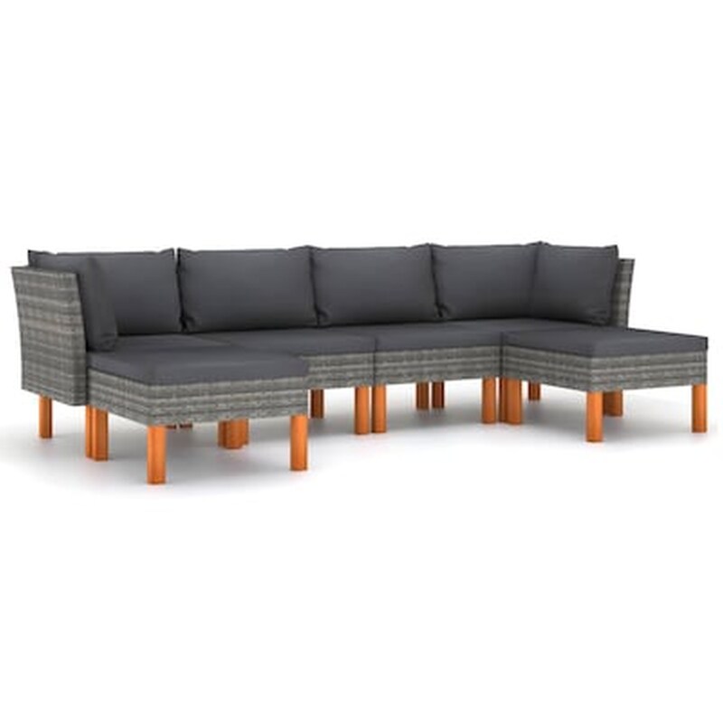 Vidaxl Σαλόνι Κήπου 6 Τεμαχίων Γκρι Από Συνθετικό Ρατάν Με Μαξιλάρια VIDAXL