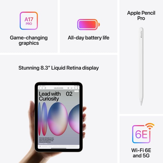 Apple iPad Mini 8.3" 2024 (7th Gen) 128GB 5G - Purple image 6