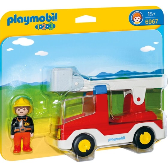 PLAYMOBIL® 1·2·3 Πυροσβέστης με Κλιμακοφόρο Όχημα (6967) image 0