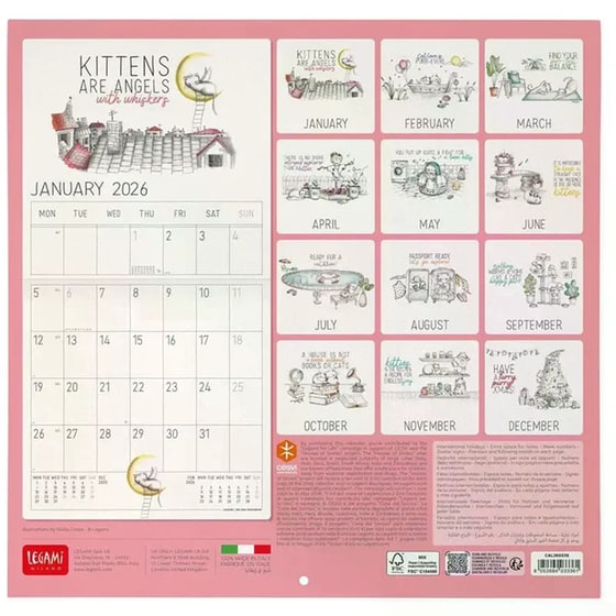 Ημερολόγιο Τοίχου Legami 2026 Sketchy Cats 30x29cm image 2