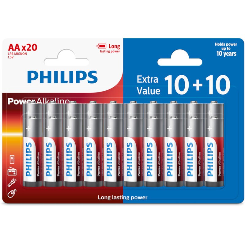 Philips Αλκαλικές Μπαταρίες AAA Lr6 1.5V 20τμχ
