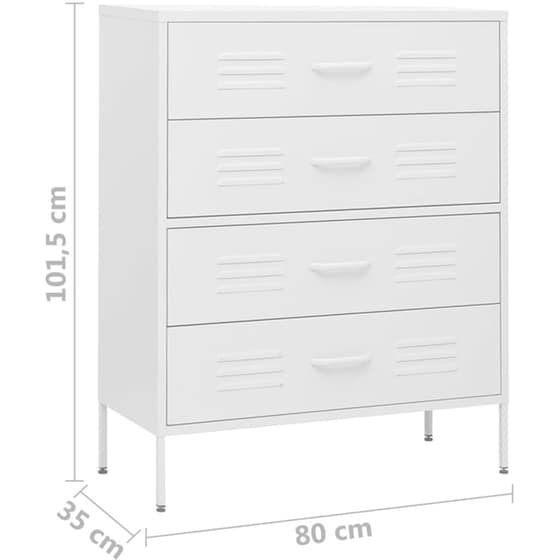Συρταριέρα Vidaxl από Ατσάλι 80x35x101,5cm - Λευκό image 4