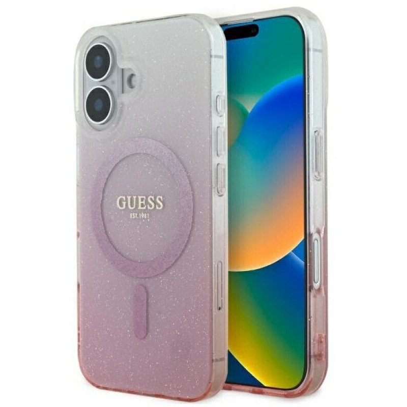 Θήκη Apple Iphone 16 - Guess Glitter Gradient with Magsafe Ροζ