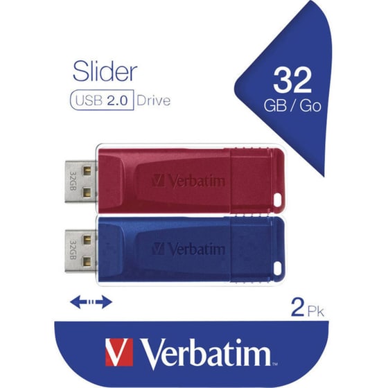 My Media 32GB 2 Pack USB 2.0 Sticks - Κόκκινο/Μπλέ image 5
