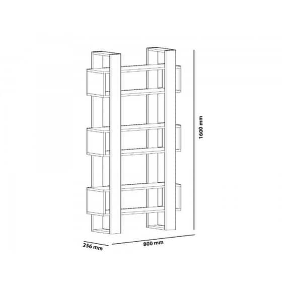 Βιβλιοθήκη 24Mall Piranha από Μοριοσανίδα 80x25.6x160 cm - Μαύρο/Καφέ image 3