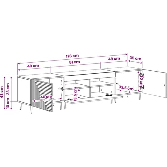 Έπιπλο Τηλεόρασης VidaXL με LED 3 τμχ 178 x 35 x 43 cm - Artisan Δρυς image 6