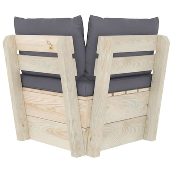 Καναπές Κήπου Γωνιακός VidaXL από Εμποτισμένο Ξύλο Ερυθρελάτης 60x60x65 cm - Ανθρακί image 4