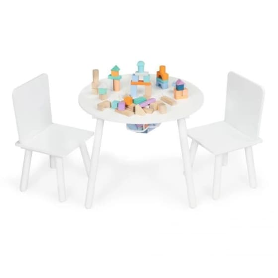 Παιδικό Σετ Με Ξύλινο Στρογγυλό Τραπέζι Και 2 Καρέκλες Ecotoys Wh135 image 2