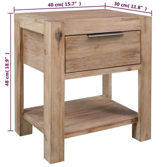Κομοδίνο Vidaxl Από Μασίφ Ξύλο Ακακίας 2τμχ 40x30x48 cm - Φυσικό image 4