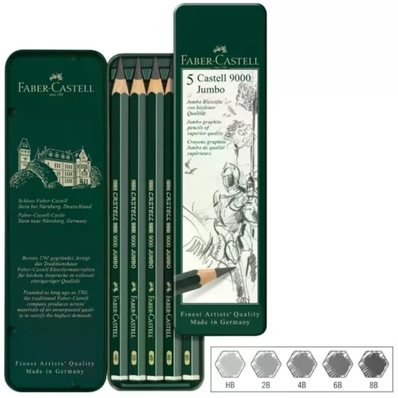 Μολύβια Faber-Castell Jumbo 9000 ΗΒ-8Β (5 Τεμάχια) image 1