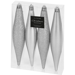 Σετ Χριστουγεννιάτικα Στολίδια Spitishop K-m Silver Can210410 Πλαστικό 4 Τμχ - Ρόμβος