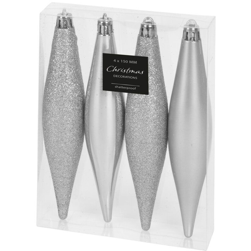 Σετ Χριστουγεννιάτικα Στολίδια Spitishop K-m Silver Can210410 Πλαστικό 4 Τμχ - Ρόμβος