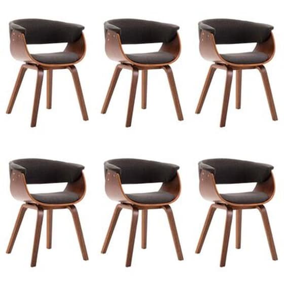 Καρέκλες Τραπεζαρίας Vidaxl από Λυγισμένο Ξύλο και Ύφασμα 6 Τμχ - Γκρι image 0