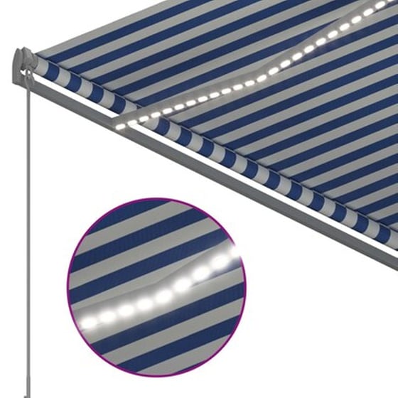 Τέντα Vidaxl Συρόμενη Χειροκίνητη με LED 300x250cm - Λευκό/Μπλε image 5