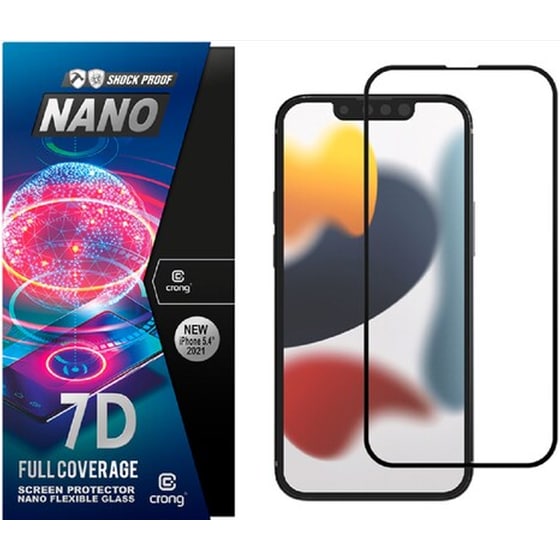 Προστατευτικό οθόνης Apple iPhone 13 Mini - Crong 7d Nano Fullface Black 0.3mm image 0