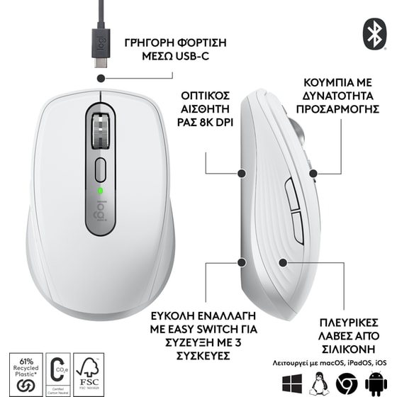 Logitech MX Anywhere 3S Ασύρματο Ποντίκι - Ανοιχτό Γκρι image 6
