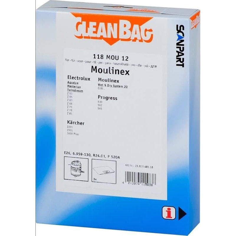 Σακούλα CLEAN BAG 2682048118 για Σκούπα Moulinex Wet Dry