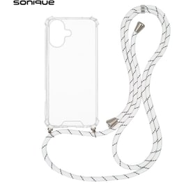 Θήκη Apple iPhone 16 - Sonique Armor Clear Θήκη Σιλικόνης με Κορδόνι - Rainbow Λευκό