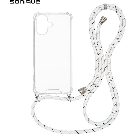 Θήκη Apple iPhone 16 - Sonique Armor Clear Θήκη Σιλικόνης με Κορδόνι - Rainbow Λευκό image 0