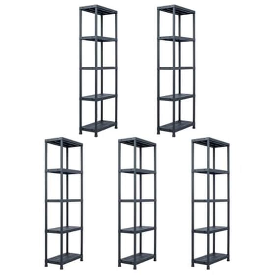 Vidaxl Ραφιέρες 5 Τεμ. Μαύρες 125 Κ. 60 X 30 X 180 Εκ. Πλαστικές image 1